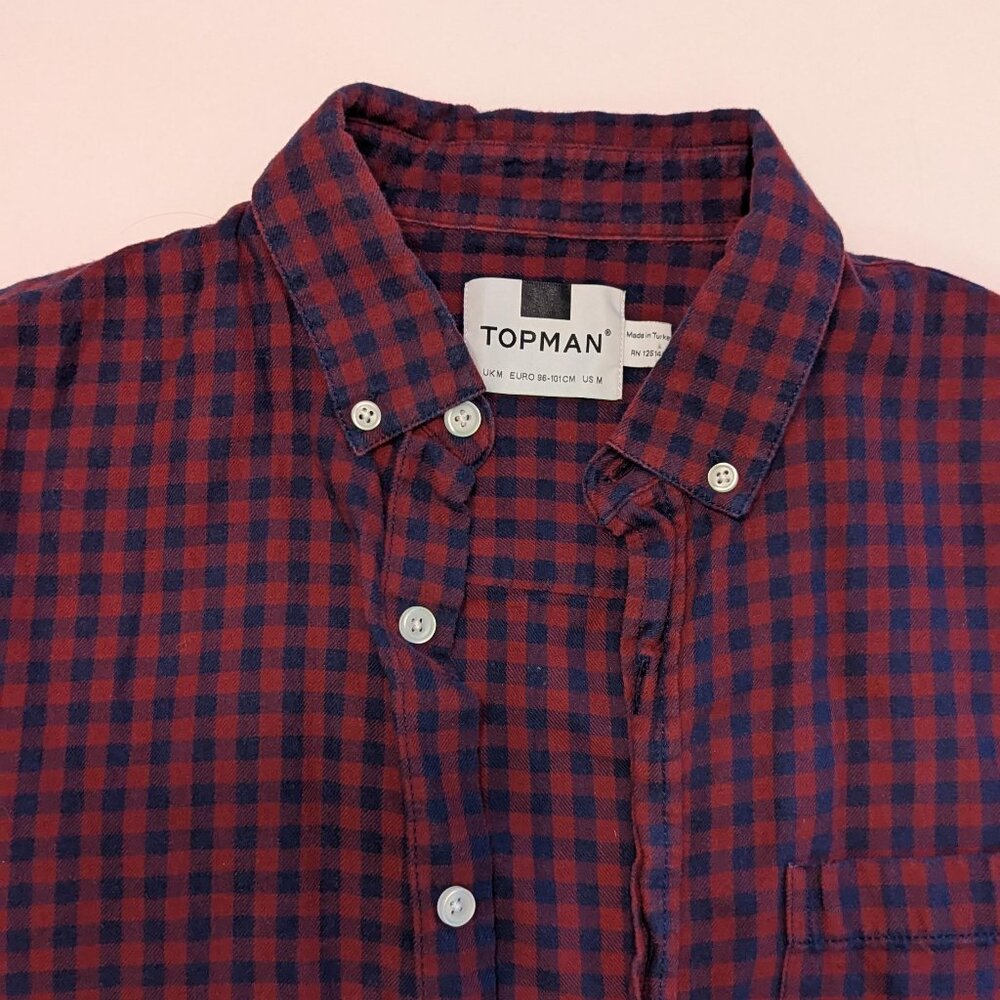 Topshop Topman Checkered Short-Sleeve Button-Up Shirt (Men’s Size M) – Casual